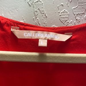 Red, size large Cali Dreaming short/cap sleeve silk blend tiered dress